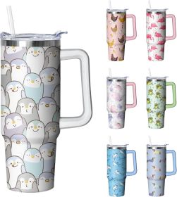 30 oz Penguin Tumbler with Handle and Straw, Insulated Stainless Steel Cup with Lid, Travel Coffee Mug Water Bottle, Gifts for Woman