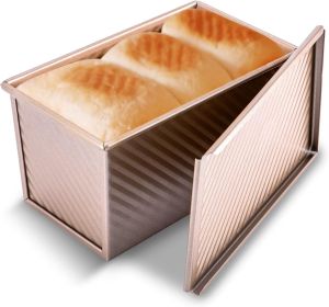 Pullman Loaf Pan with Lid, 1 lb Dough Capacity Non-Stick Bakeware for Baking Bread