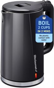 1.7L Cool-Touch 1500W Fast Boil Electric Kettle, Fully Stainless Steel Lid & Interior BPA Free, Double Wall, Auto Shut-Off, Black