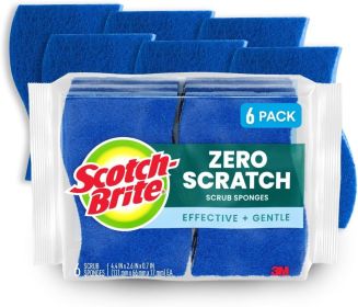 Zero Scratch Scrub Sponge, 6 Kitchen Sponges for Cleaning Around the Home, Bathroom & More, Scratch-free Dish Scrubber, Multi-surface Safe