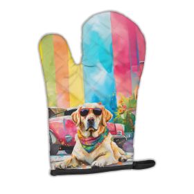 Yellow Labrador Hippie Dawg Oven Mitt Heat Resistant Thick Oven Mitt for Hot Pans and Oven, Kitchen Mitt Protect Hands, Cooking Baking Glove