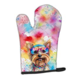 Yorkshire Terrier Hippie Dawg Oven Mitt Heat Resistant Thick Oven Mitt for Hot Pans and Oven, Kitchen Mitt Protect Hands, Cooking Baking Glove