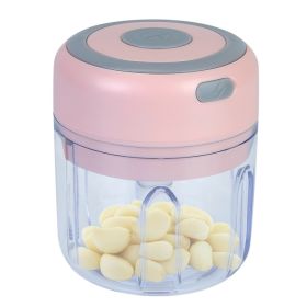 Mini Electric Garlic Chopper 8.45OZ Cordless Garlic Mincer Food Chopper Rechargeable Food Blender Chili Nut Onion Pepper Meat Ginger Food (Option: Pink-1Pc)