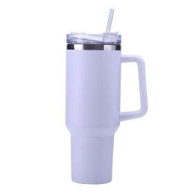 30OZ Straw Coffee Insulation Cup With Handle Portable Car Stainless Steel Water Bottle LargeCapacity Travel BPA Free Thermal Mug (Color: 30oz White, capacity: 1PC)